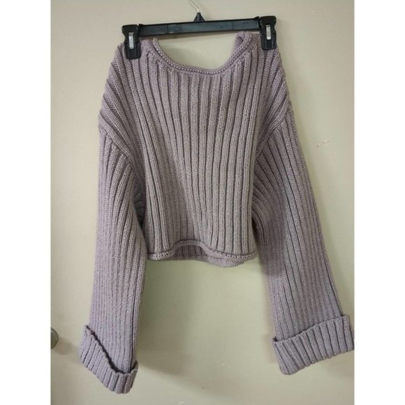 En Saison Sweater Women Size Medium Purple Scoop Neck Pullover Crop Top Sweater - Picture 2 of 7